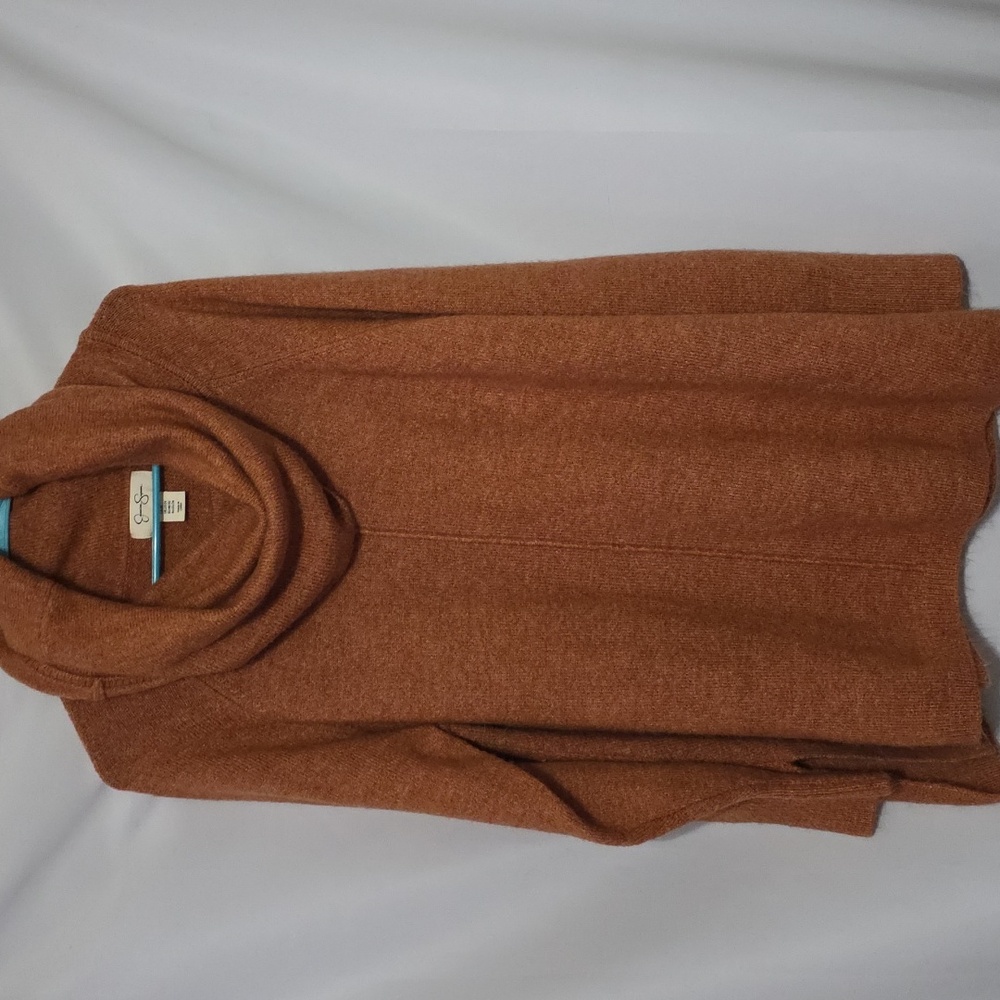 Jessica Simpson Women's Alpaca Blend Sweater Tunic Cowl Neck Rust Cozy 2X EUC